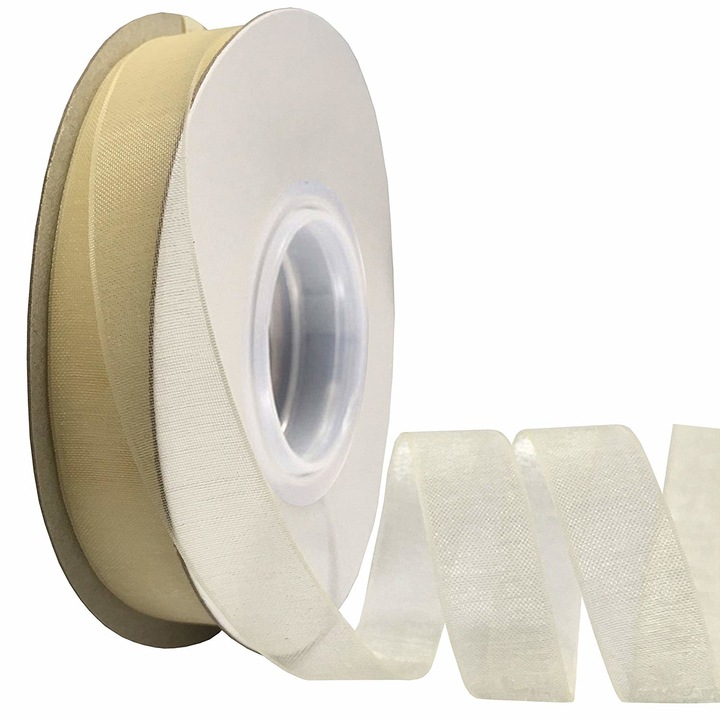 Panglica funda organza 2 cm latime, culoare ivoire, rola 40 m