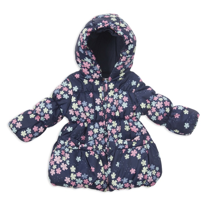 Babybol lány kabát, virágmintás, sötétkék, 3 éves méret