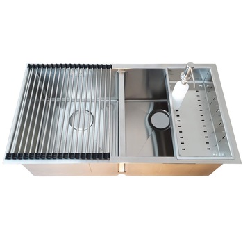 Set chiuveta bucatarie cu 2 cuve inox HORECA dubla CookingAid Hera Duo cu 3 accesorii Scurgator Vase + Gratar Inox + Dozator Sapun, 813 mm x 450 mm, adancime cuve 254 mm, montare pe/sub blat, finisaj satinat Set chiuveta bucatarie cu 2 cuve inox HORECA dubla CookingAid Hera Duo cu 3 accesorii Scurgator Vase + Gratar Inox + Dozator Sapun, 813 mm x 450 mm, adancime cuve 254 mm, montare pe/sub blat, finisaj satinat