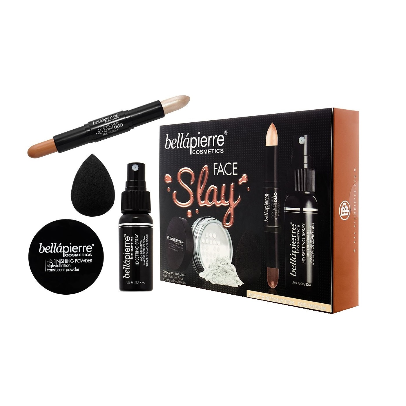 Set sculpt si fixare BellaPierre Face Slay - Fair/Medium