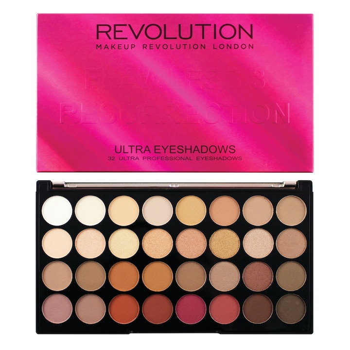 Палитра сенки за очи Makeup Revolution Ultra 32 Flawless 3 Resurrection, 16 гр