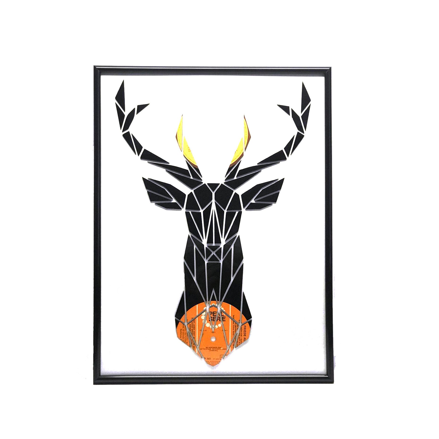 Tablou personalizat vinil reciclat, Vinilistic, Fredeer, Cerb, Origami, Cadou original 30x40cm
