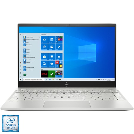 Laptop ultraportabil HP ENVY 13-ah1005nn cu procesor Intel® Core™ i5-8265U pana la 3.90 GHz, Whiskey Lake, 13.3", Full HD, IPS, 8GB, 256GB SSD, Intel® UHD Graphics 620, Microsoft Windows 10, Silver