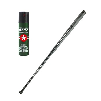 Kit pentru autoaparare format din baston Argintiu 4 segmenti 65 cm si spray 90 ml mse-84634 Kit pentru autoaparare format din baston Argintiu 4 segmenti 65 cm si spray 90 ml mse-84634
