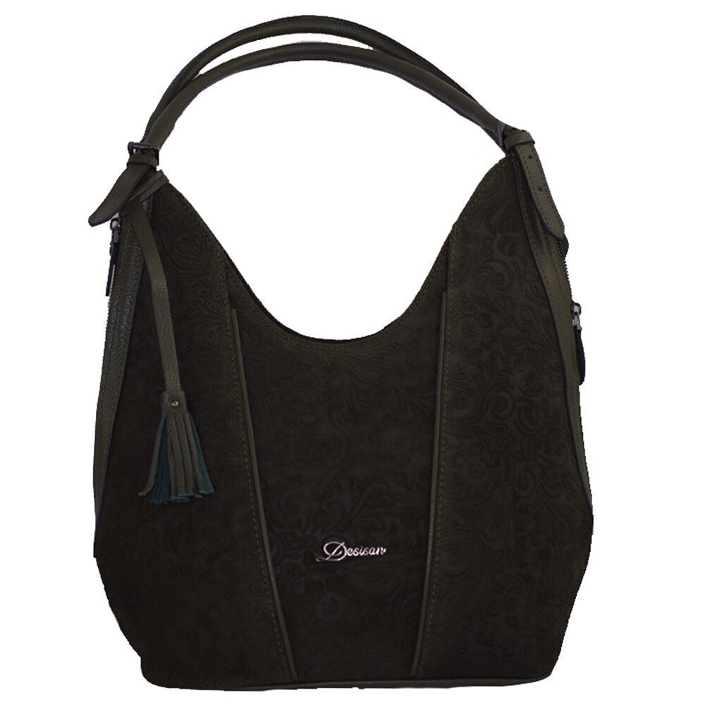 Geanta dama, din piele naturala, marca Desisan, 7139-40-26, kaki