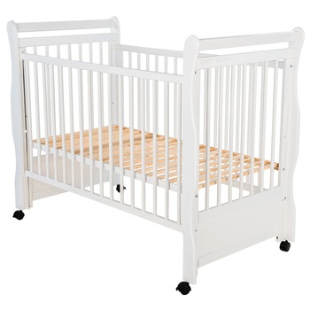 Patut din lemn BabyNeeds Jas, cu laterala culisanta, 120x60 cm, Alb Patut din lemn BabyNeeds Jas, cu laterala culisanta, 120x60 cm, Alb