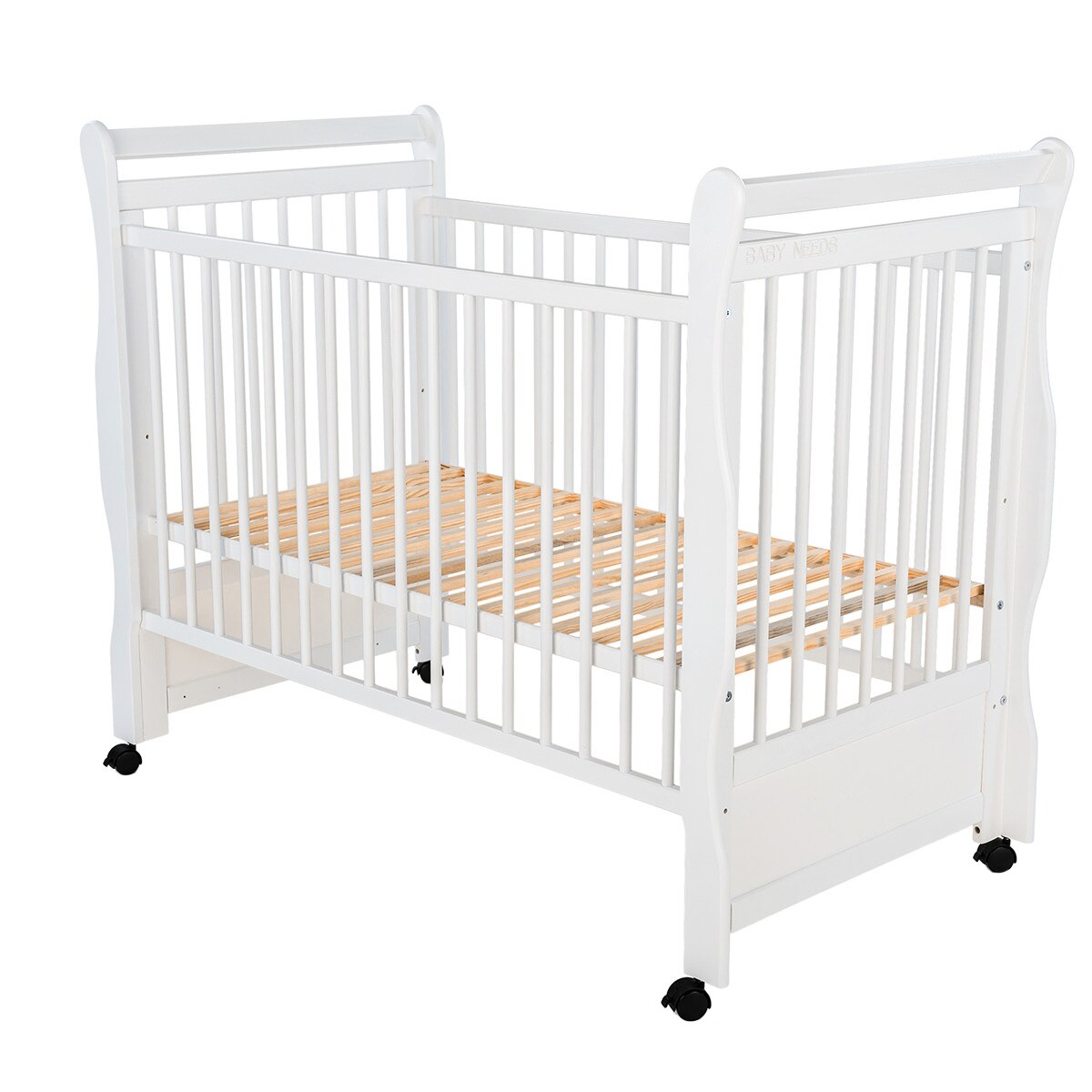 Patut din lemn BabyNeeds Jas, 120x60 cm, Alb