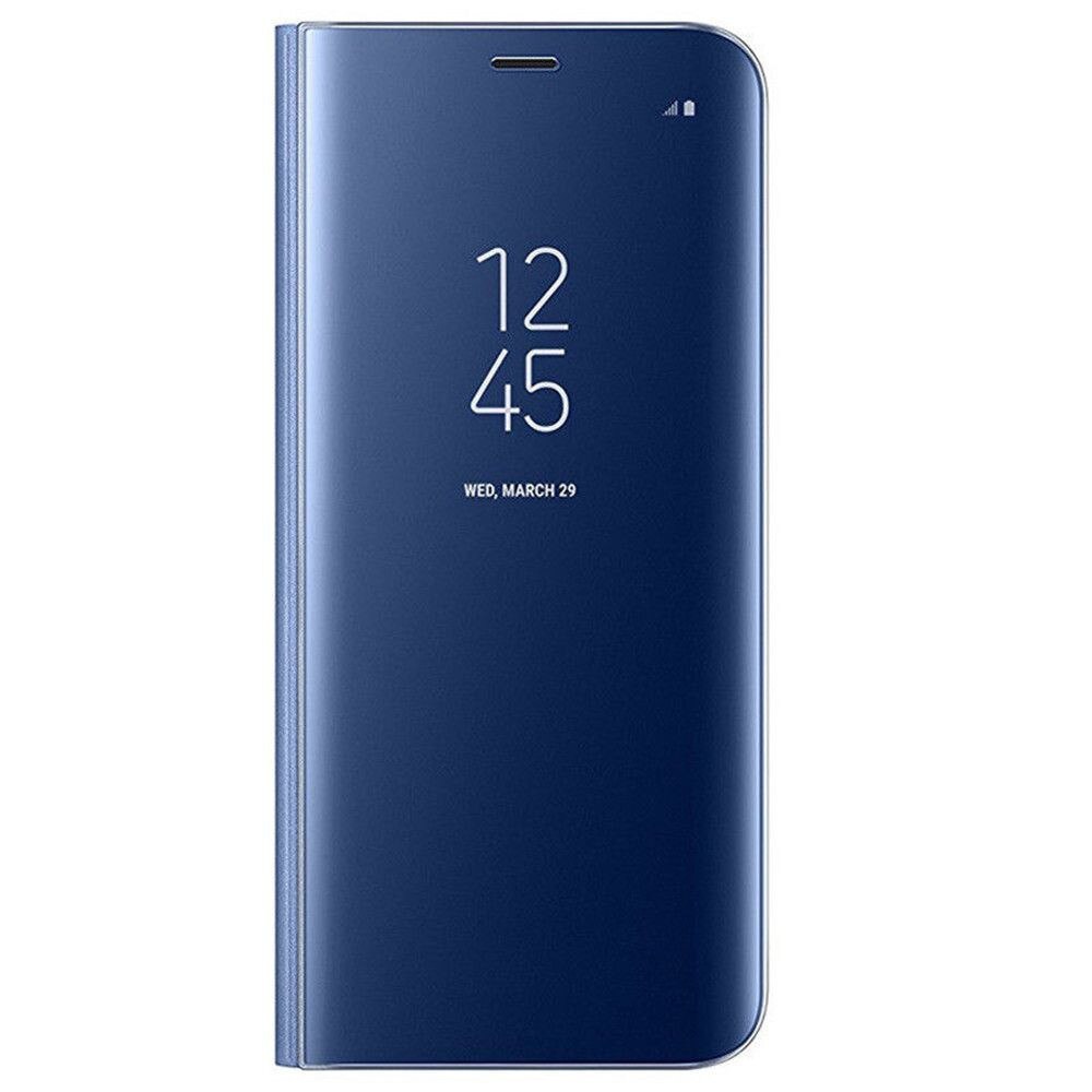Husa Samsung Galaxy S9 Plus(+) Albastra Clear View Oglinda Blue Flip Standing Cover Mirror Din Policarbonat si Piele Ecologica.Permite Vizualizarea Prin Capacul Husei