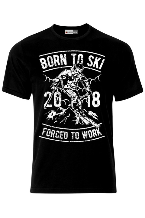 Мъжка Тениска VG Style Роден Да Кара Ски Born To Ski Skiing, Черен, S