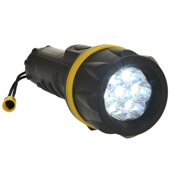 Lanterna din cauciuc cu 7 LED-uri, rezistenta la apa, luminozitate 31 de lumeni, baterii incluse, neagra Lanterna din cauciuc cu 7 LED-uri, rezistenta la apa, luminozitate 31 de lumeni, baterii incluse, neagra