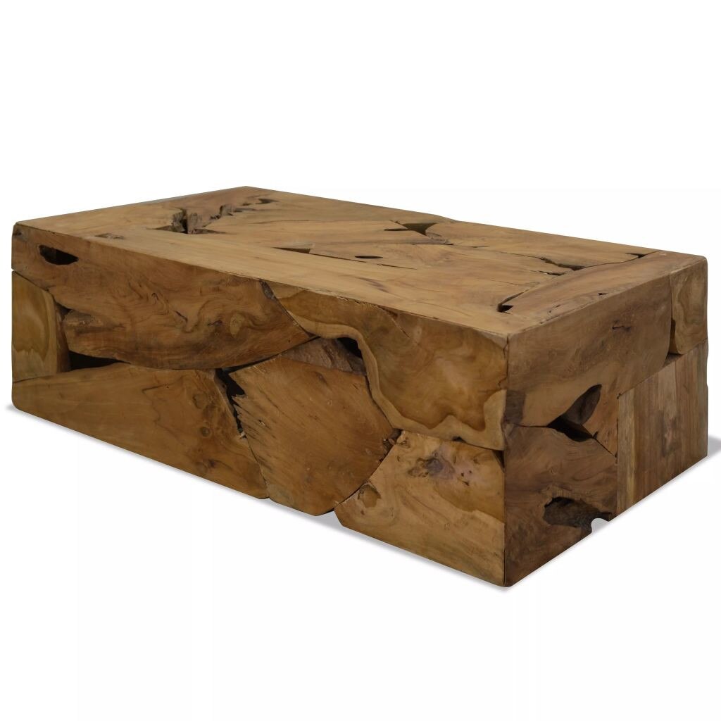 Masuta de cafea din lemn de tec natural, vidaXL, Maro, 90 x 50 x 35 cm
