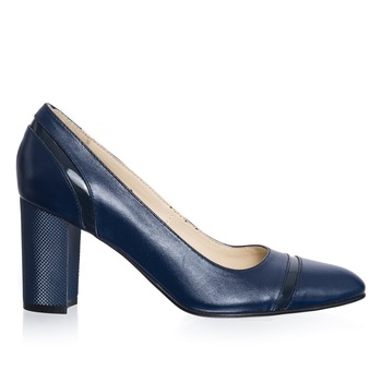 Pantofi dama din piele naturala - Albastru + Negru Lac - 115 ANL Pantofi dama din piele naturala - Albastru + Negru Lac - 115 ANL