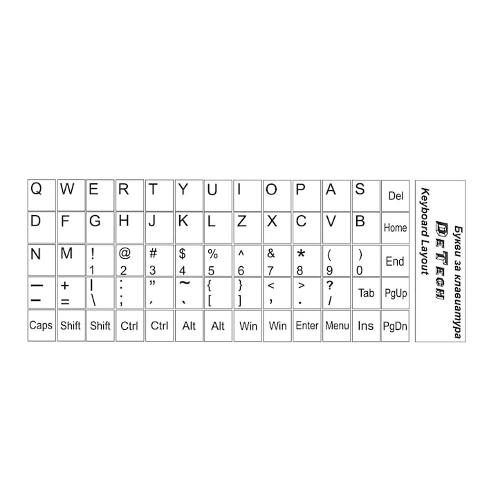 Standard litere de la tastatura DeTech 717045, Latina, Alba