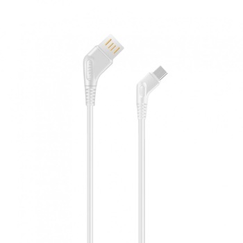 Cablu de date / incarcare Earldom USB Type-C, 1.0m 3A, Unghi 45 grade, Alb Cablu de date / incarcare Earldom USB Type-C, 1.0m 3A, Unghi 45 grade, Alb