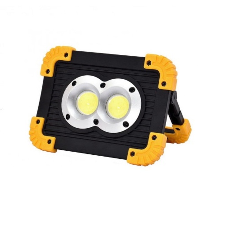 Мощен акумулаторен прожектор COB LED с фенер и аварийна лампа, 20 W, LL-811