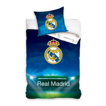 Lenjerie pat Real Madrid stadion, 2 piese, 160x200cm, bumbac Lenjerie pat Real Madrid stadion, 2 piese, 160x200cm, bumbac