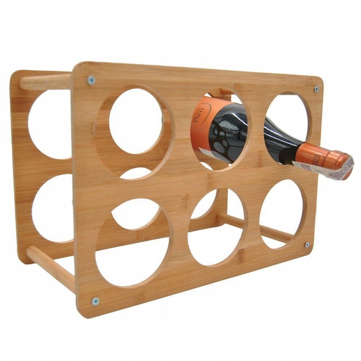 Suport pentru 6 sticle bambus Excellent, 35x24x18.5 cm