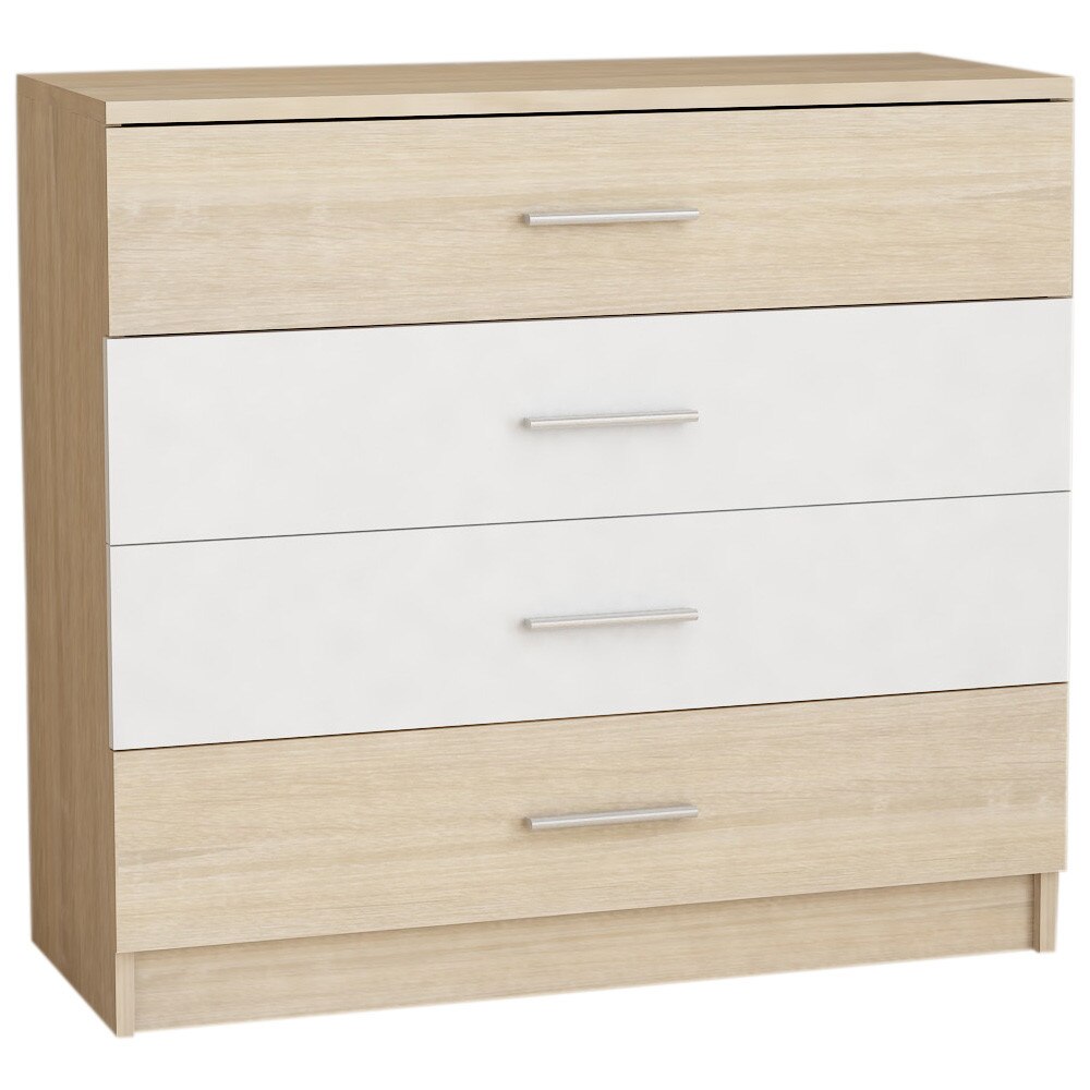 Comoda Sani Bora 4 Sertare Sonoma/Alb, 86/40/80 cm