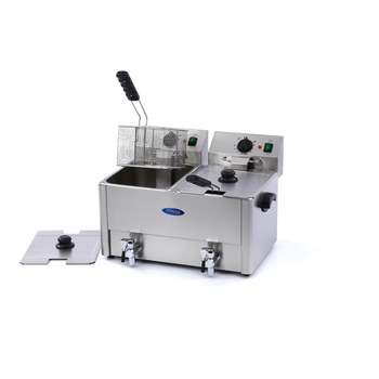Friteuza profesionala Maxima, 2 x 3250W, 2 x 8 L, temperatura reglabila pana la 190 °C, Termostat, Argintiu Friteuza profesionala Maxima, 2 x 3250W, 2 x 8 L, temperatura reglabila pana la 190 °C, Termostat, Argintiu