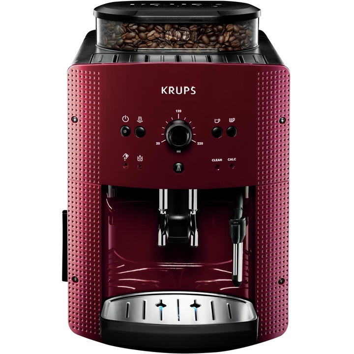 Krups EA810770 Essential Automata eszpresszó kávéfőző, 1450W, 15 bar, 1.7 literes víztartály, Piros