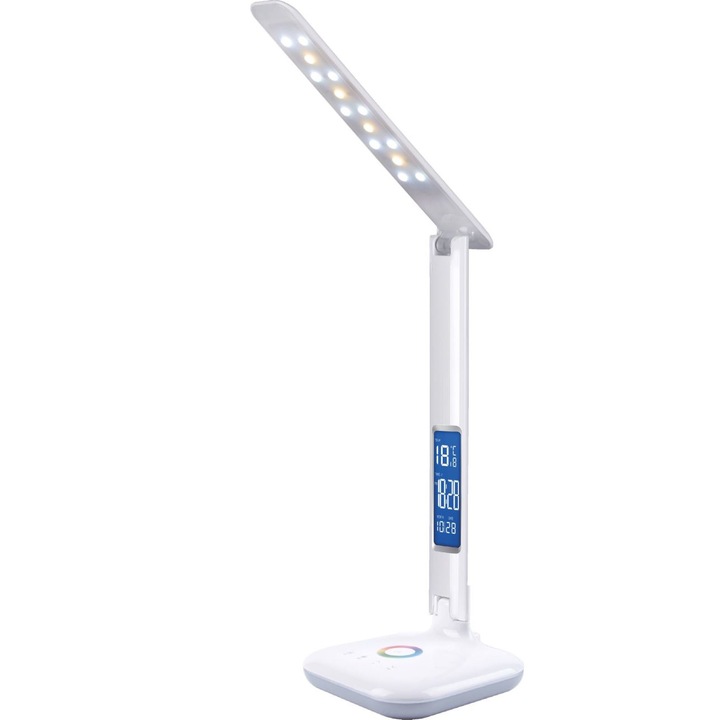 COMTEC Clear View Asztali lámpa, kompakt, LED, 7 W, fehér, készenléti fénnyel