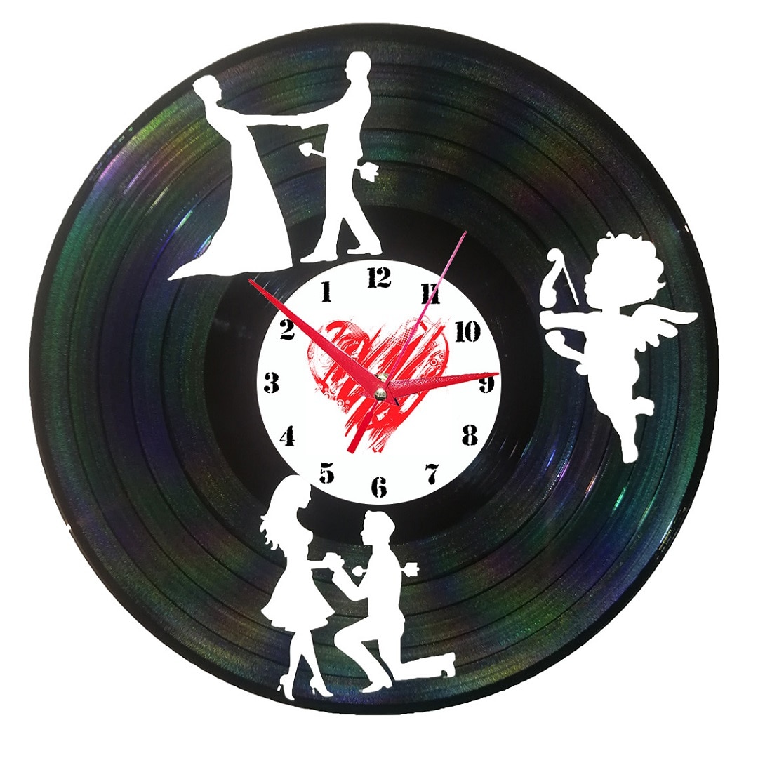 Ceas de perete disc vinil sens invers - Love Dice