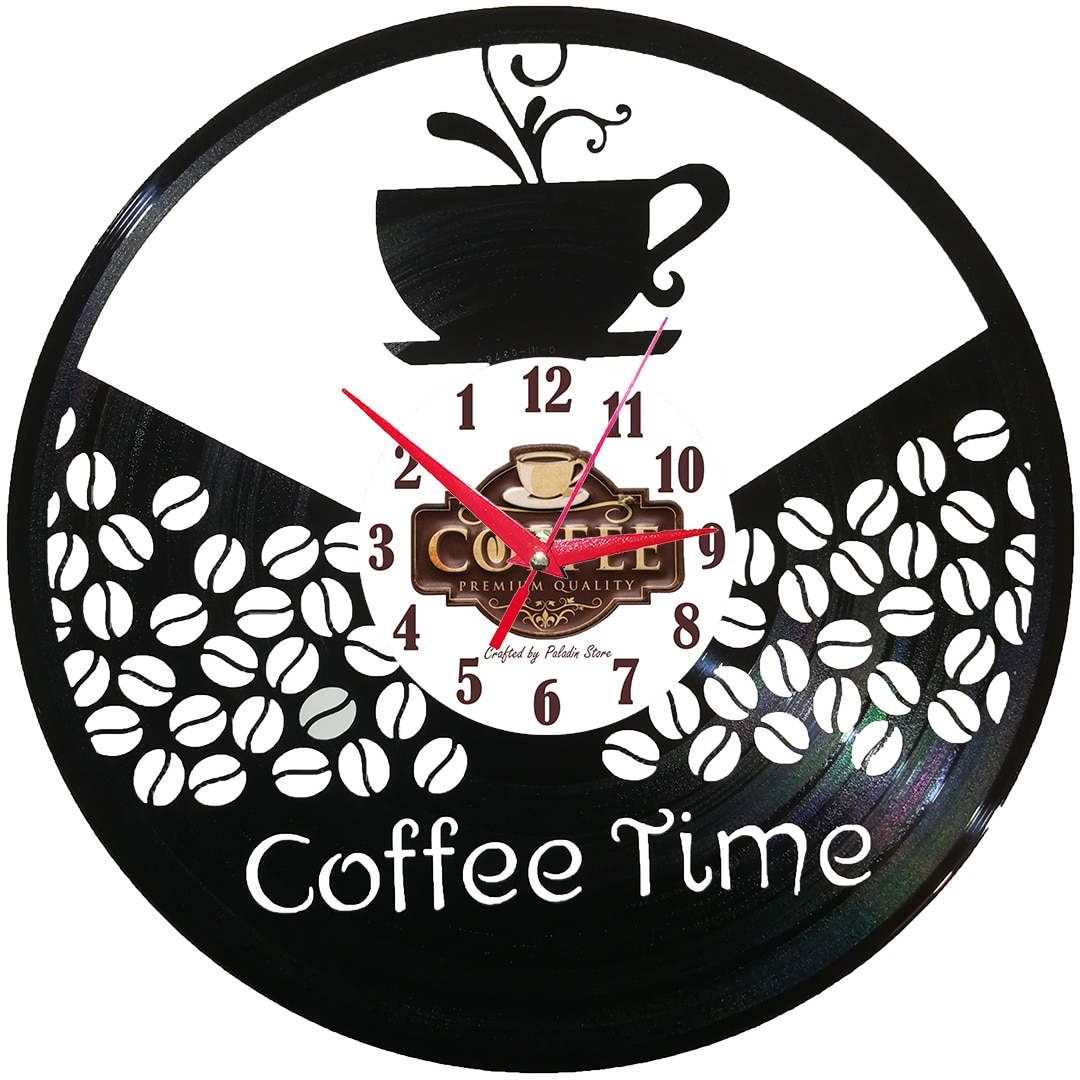 Ceas de perete disc vinil sens invers - Coffee Time