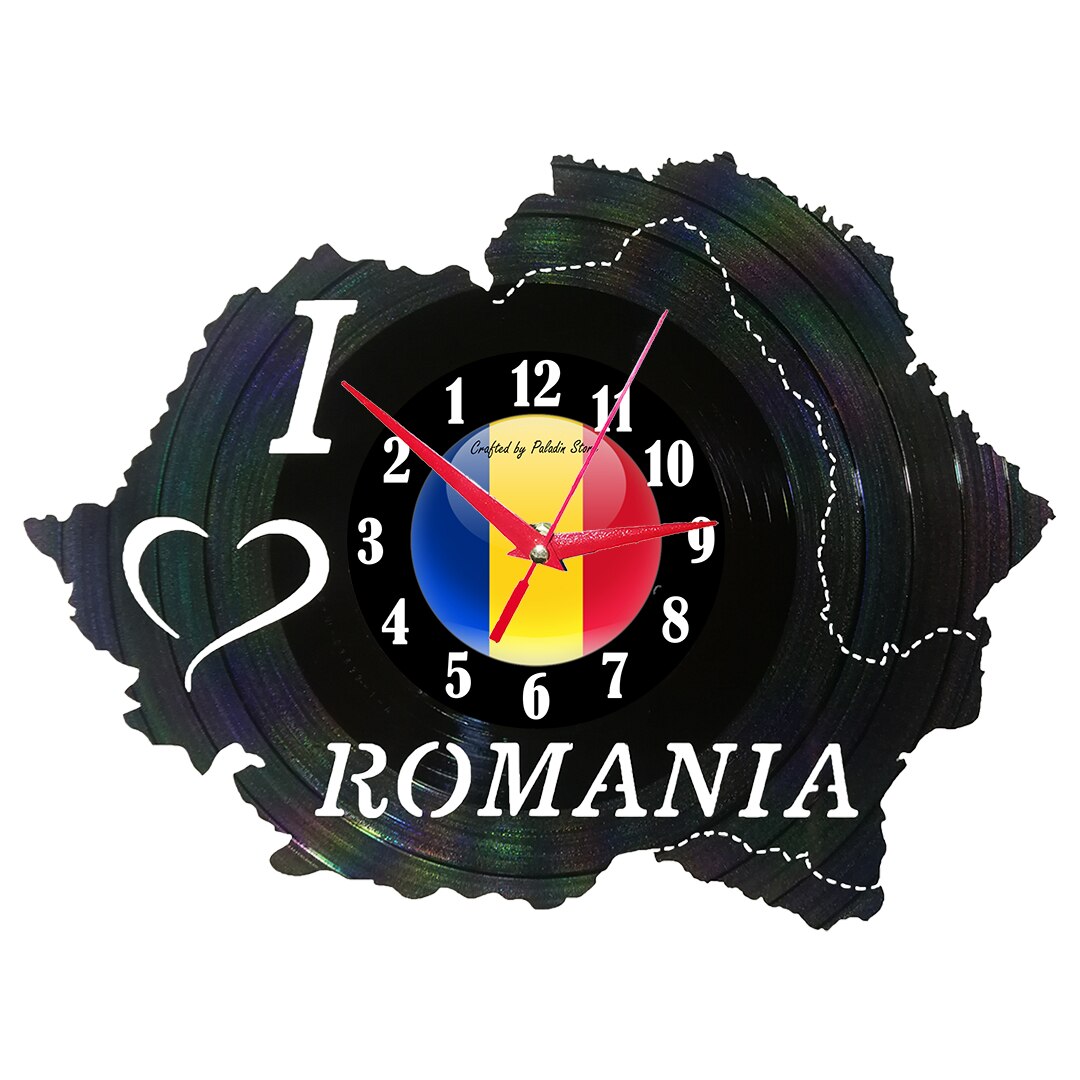 Ceas de perete disc vinil sens invers - Romania Mare