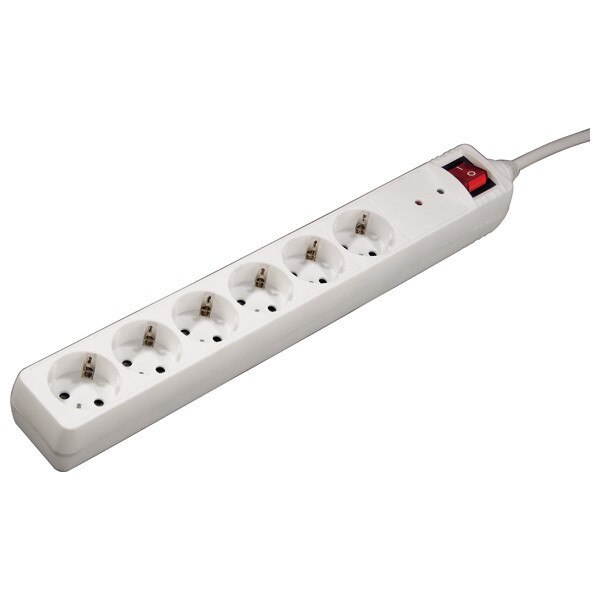 Prelungitor de supratensiune 6 prize 1.4m cablu alb - HAMA-47778