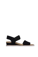 Skechers, Sandale wedge de piele intoarsa Desert Kiss, Negru, 37