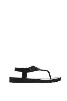 Skechers, Sandale de piele ecologica cu aplicatii de strasuri Rock Crown Skechers, Sandale de piele ecologica cu aplicatii de strasuri Rock Crown