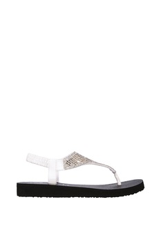 Skechers, Sandale de piele ecologica cu aplicatii de strasuri Rock Crown Skechers, Sandale de piele ecologica cu aplicatii de strasuri Rock Crown