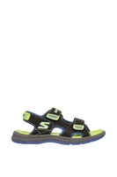 Skechers, Sandale cu velcro si brant cu amortizare Sun Spurt, Negru/Albastru/Verde, 30 EU
