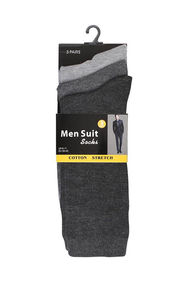 Set 3 perechi sosete pentru costum barbati Men Suit Socks, gri/gri deschis, marimea 39-45