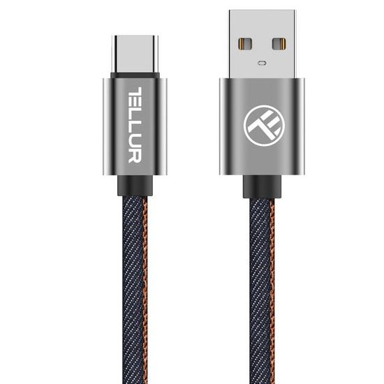 Cablu de date Tellur Denim, USB Type C, 1m, Albastru