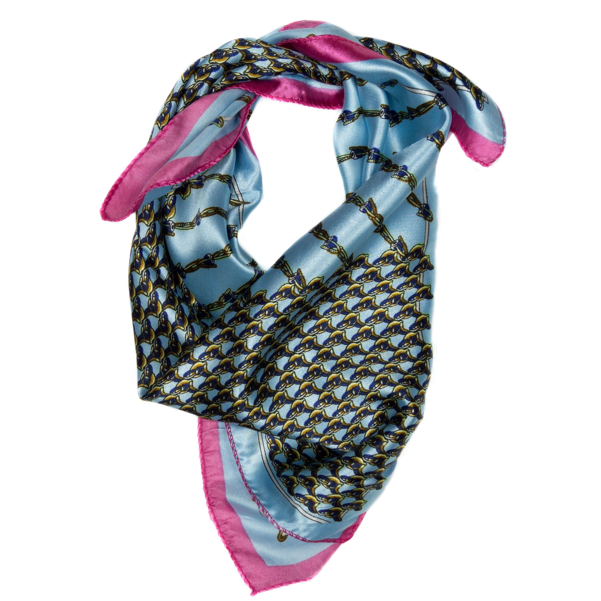 Esarfa, Batic, de dama, Bleu cu roz, 50x50 cm - ES165