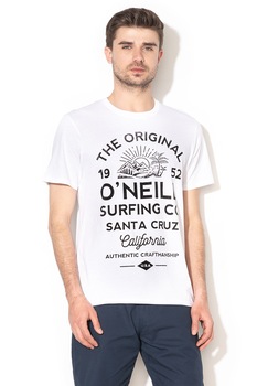 O'Neill, Tricou din bumbac organic cu imprimeu Muir, Alb/Negru