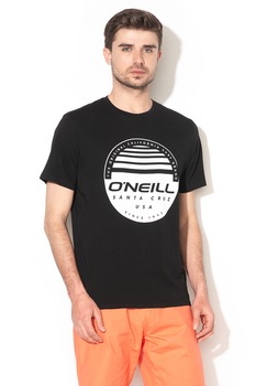 O'Neill, Tricou din bumbac organic cu imprimeu logo Horizon, Negru/Alb
