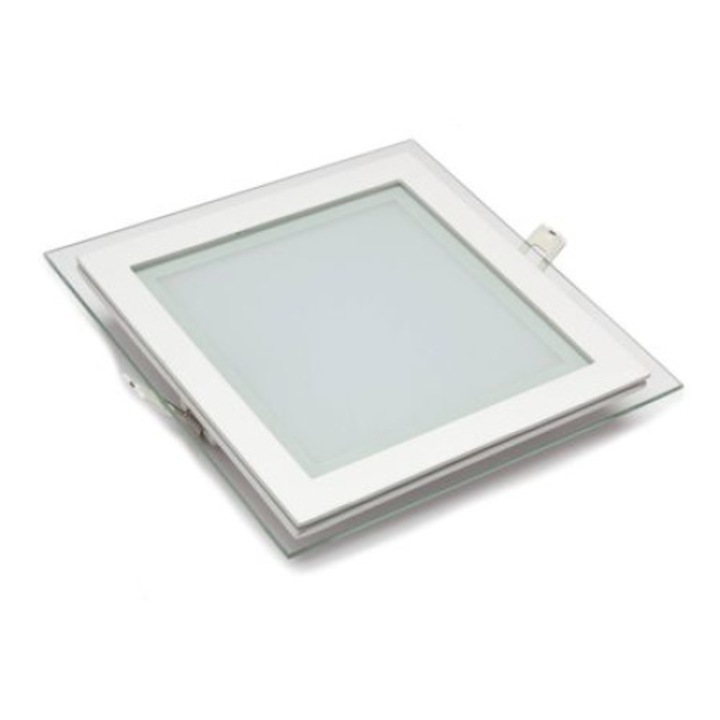 Spot led incastrabil patrat design sticla reflexia luminii pe muchie putere 6w lumina alb rece