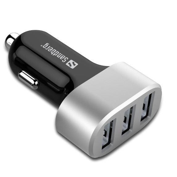 Incarcator auto Sandberg, 3xUSB 7.2A, Negru