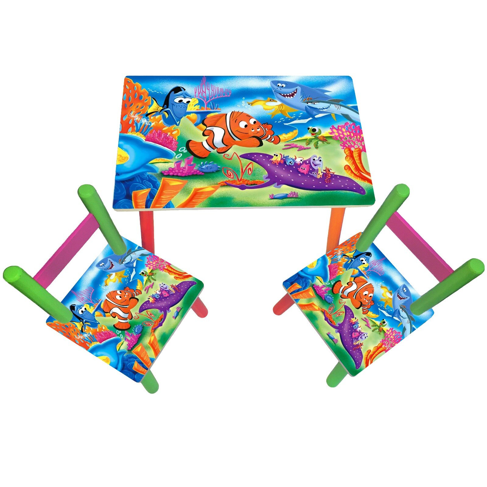 Masuta copii cu 2 scaunele Nemo, MDF si lemn
