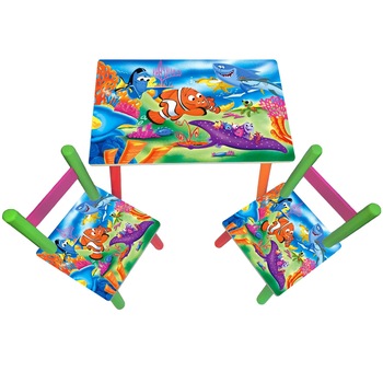 Masuta copii cu 2 scaunele Nemo, MDF si lemn Masuta copii cu 2 scaunele Nemo, MDF si lemn