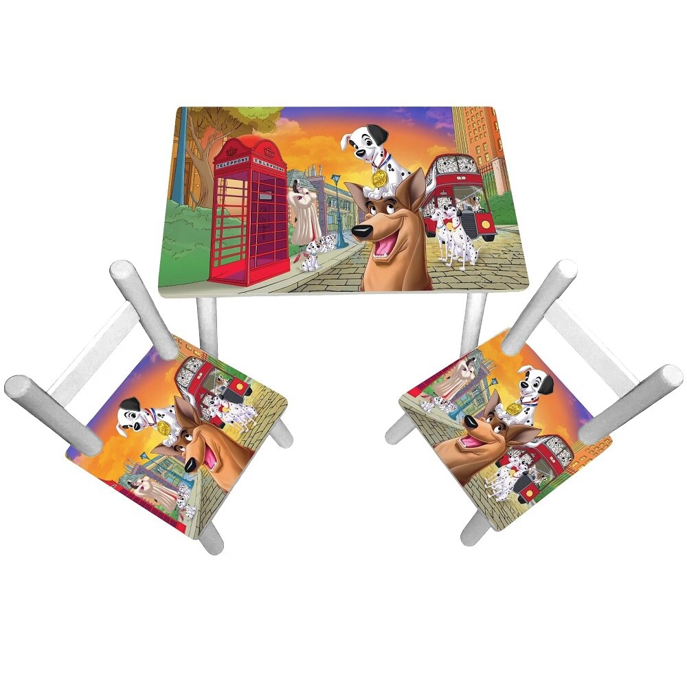 Masuta copii cu 2 scaunele Dalmatieni, MDF si lemn