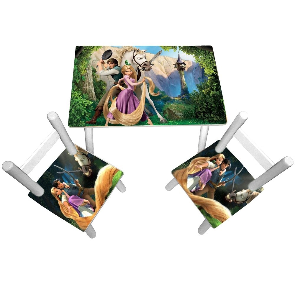 Masuta copii cu 2 scaunele Rapunzel, MDF si lemn