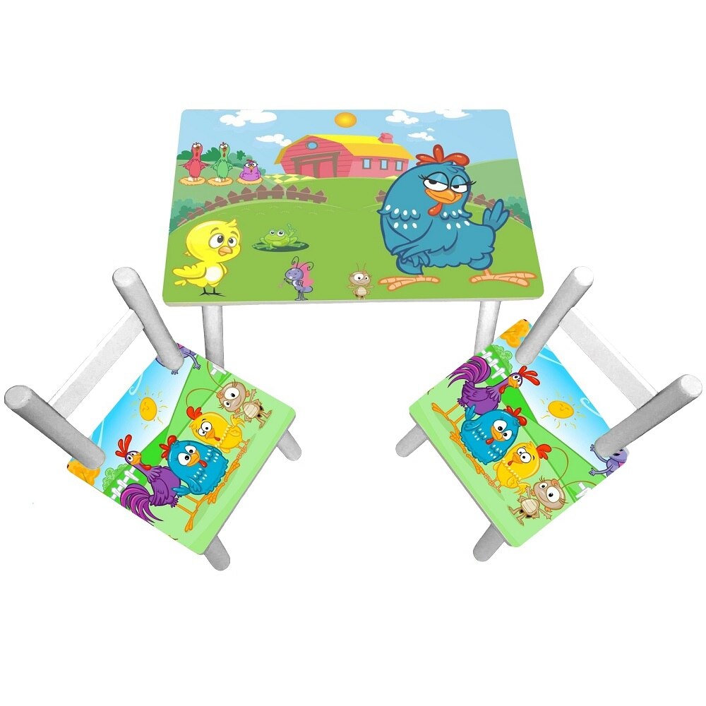 Masuta copii cu 2 scaunele Gainuse, MDF si lemn