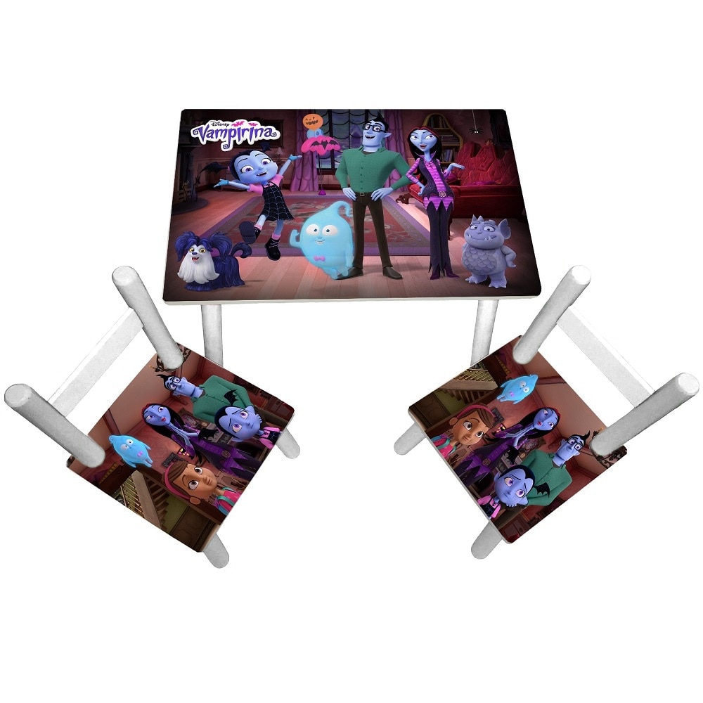 Masuta copii cu 2 scaunele Vampirina, MDF si lemn