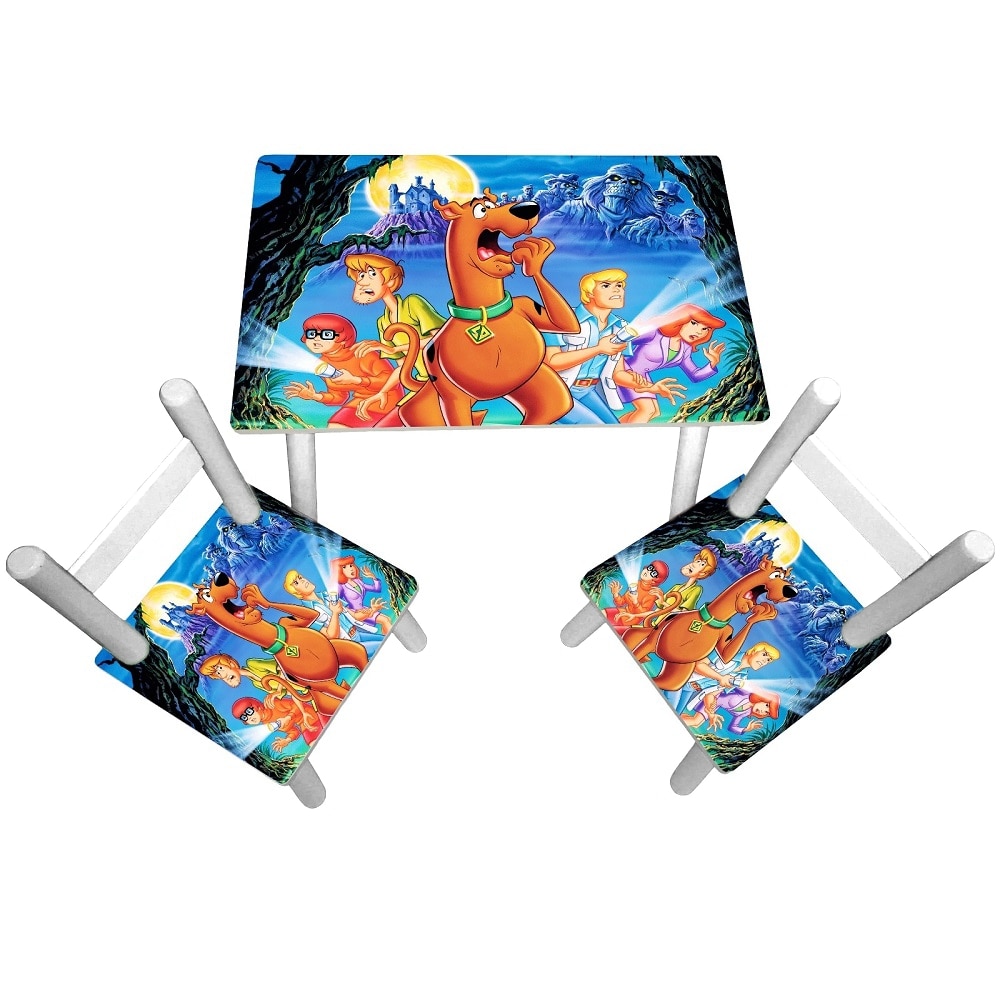 Masuta copii cu 2 scaunele Scooby Doo, MDF si lemn
