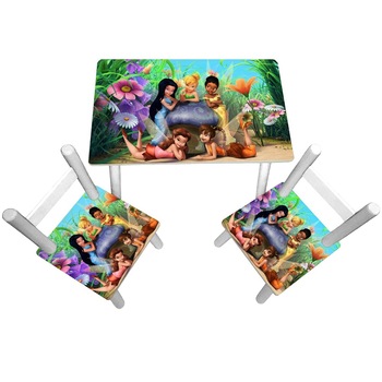 Masuta copii cu 2 scaunele Disney Fairies, MDF si lemn Masuta copii cu 2 scaunele Disney Fairies, MDF si lemn