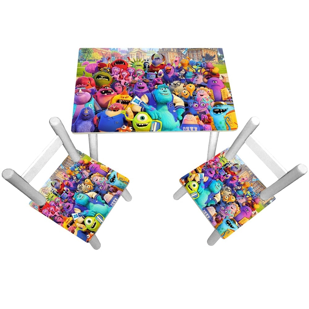 Masuta copii cu 2 scaunele Monster Inc, MDF si lemn