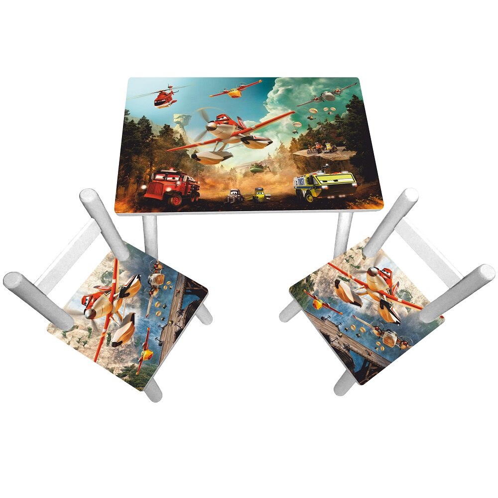 Masuta copii cu 2 scaunele Planes Disney, MDF si lemn